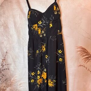 Floral Black and Yellow jumpsuit with pockets